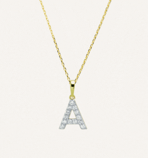 COLLAR CON INICIAL CON DIAMANTE CREADO ORO